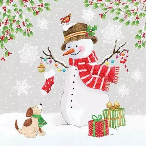 1 serviette en papier noel - bonhomme de neige - ref 912