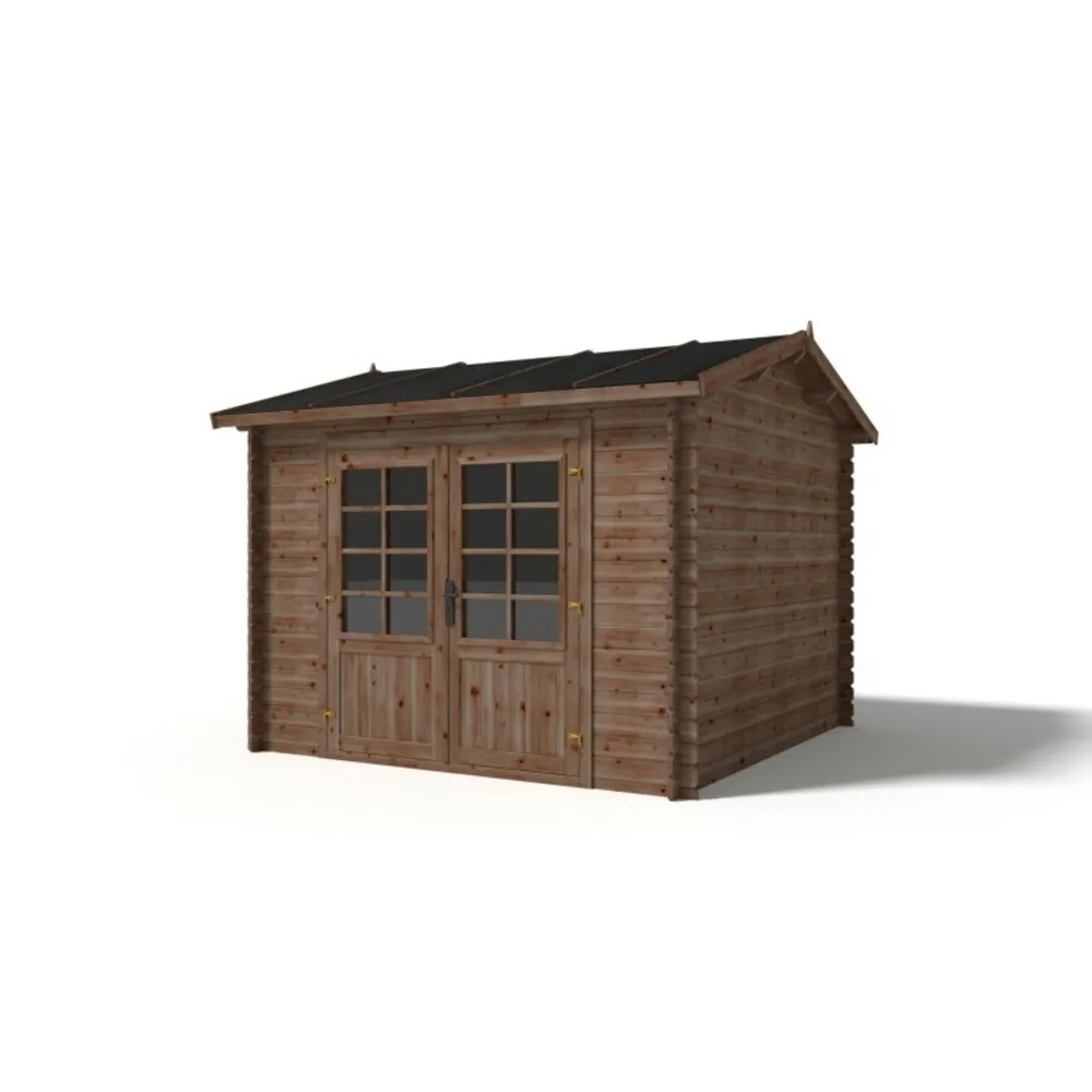 Abri de jardin en bois - 9m2 - 3x3m - traité - ep. 28mm - couleur: marron - dom636 - altanka