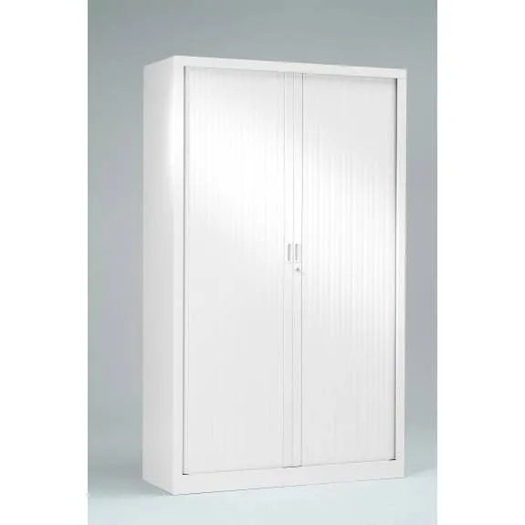 Armoire monobloc h198xl120xp43 cm 4 tab. Blanc rideaux blanc