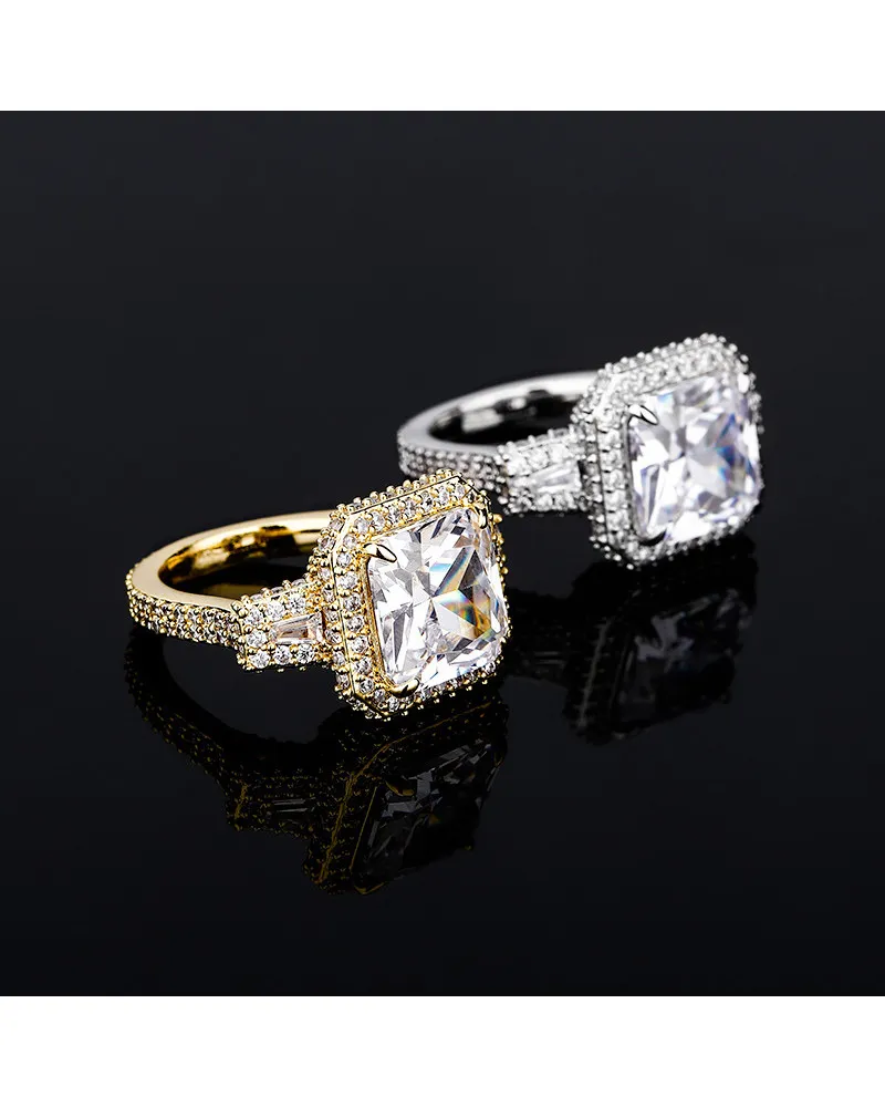 Bague en diamant plaqué or véritable pour hommes et femmes