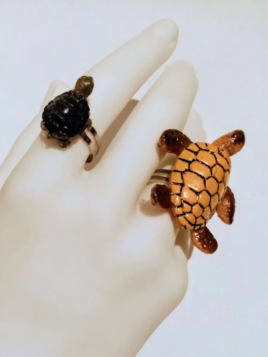 Bague réglable petite tortue de jardin, pour tous