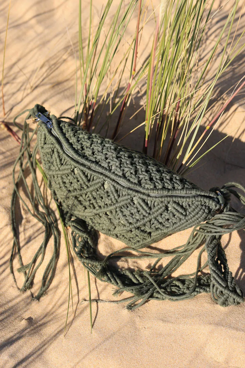 Banane en crochet kaki style boheme