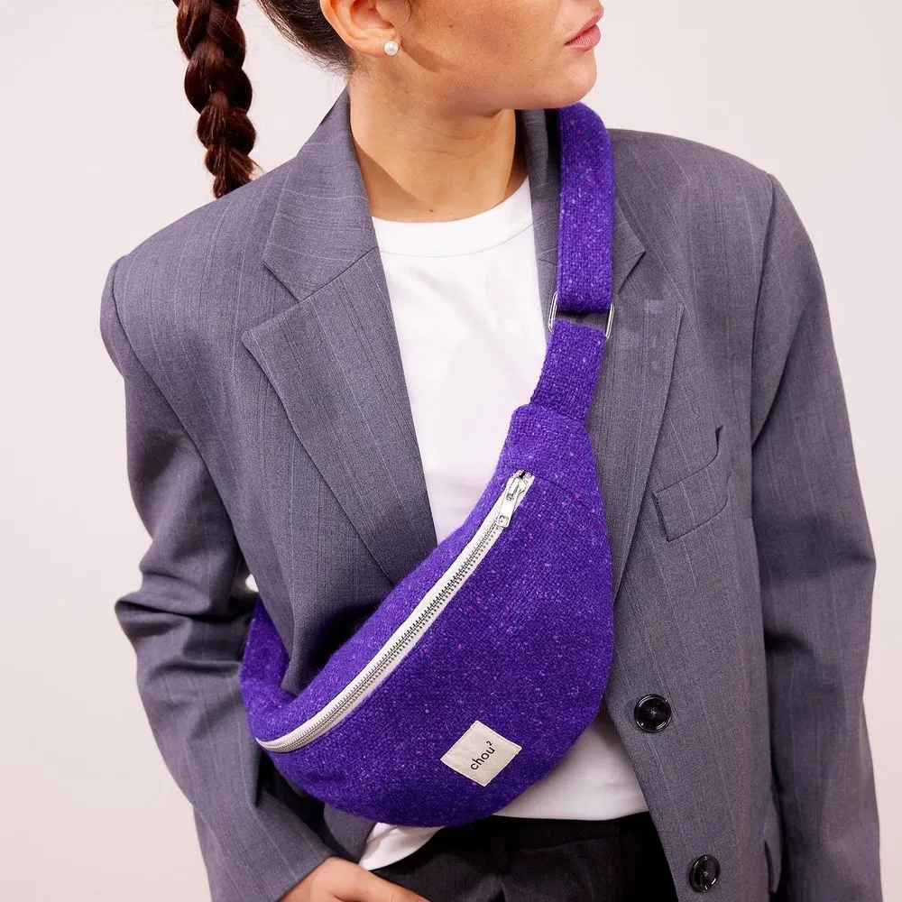 Banane en laine upcyclée | violet "banane en tweed violet - violet" femme
