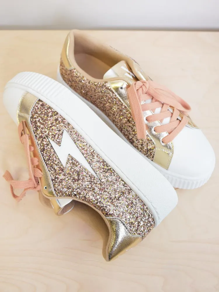 Baskets à paillettes roses ELISE - Vanessa Wu - Chaussures femme Cléstyle Couleur or Chaussures 36