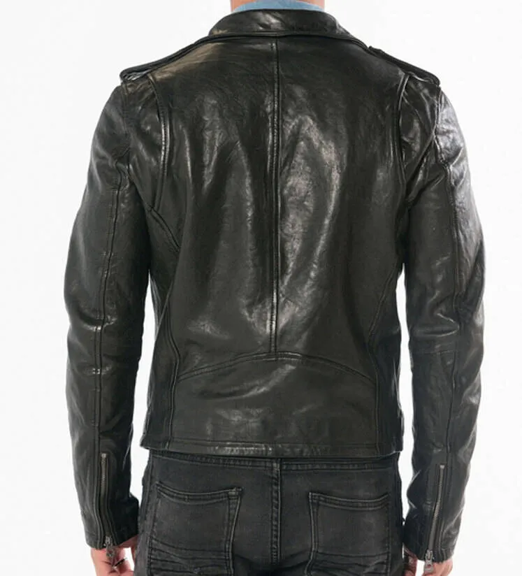 Blouson cuir homme biker noir
