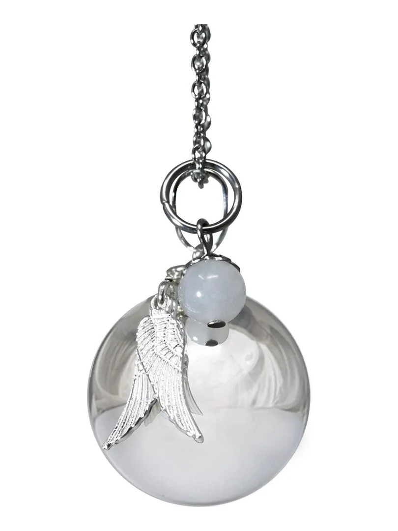 Bola de Grossesse CELESTE - Pierre de lune et pendentif ailes d'ange - Blanc