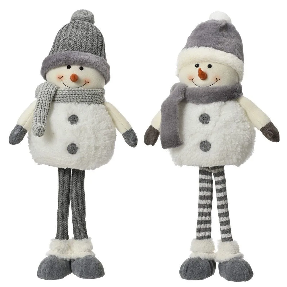 Bonhomme de neige avec bonnet gris debout H 50cm 2 modèles possibles