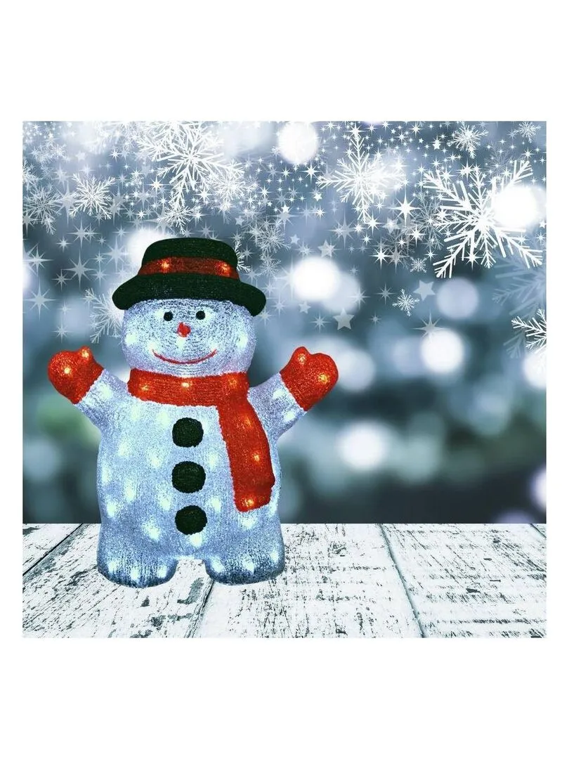 Bonhomme de neige noël lumineux 80 leds - H63 - secteur - Rouge