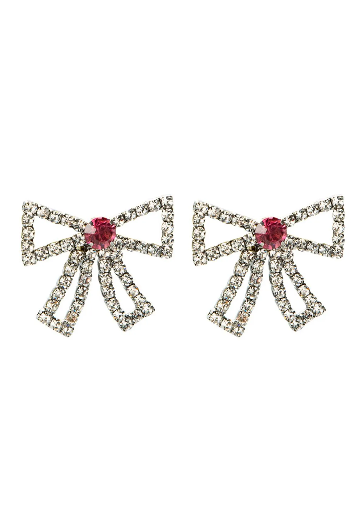 Boucles d'oreilles en strass avec nœud papillon ajouré