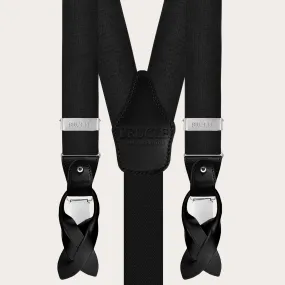 Bretelles homme soie noire personnalisables clip/bouton | BRUCLE