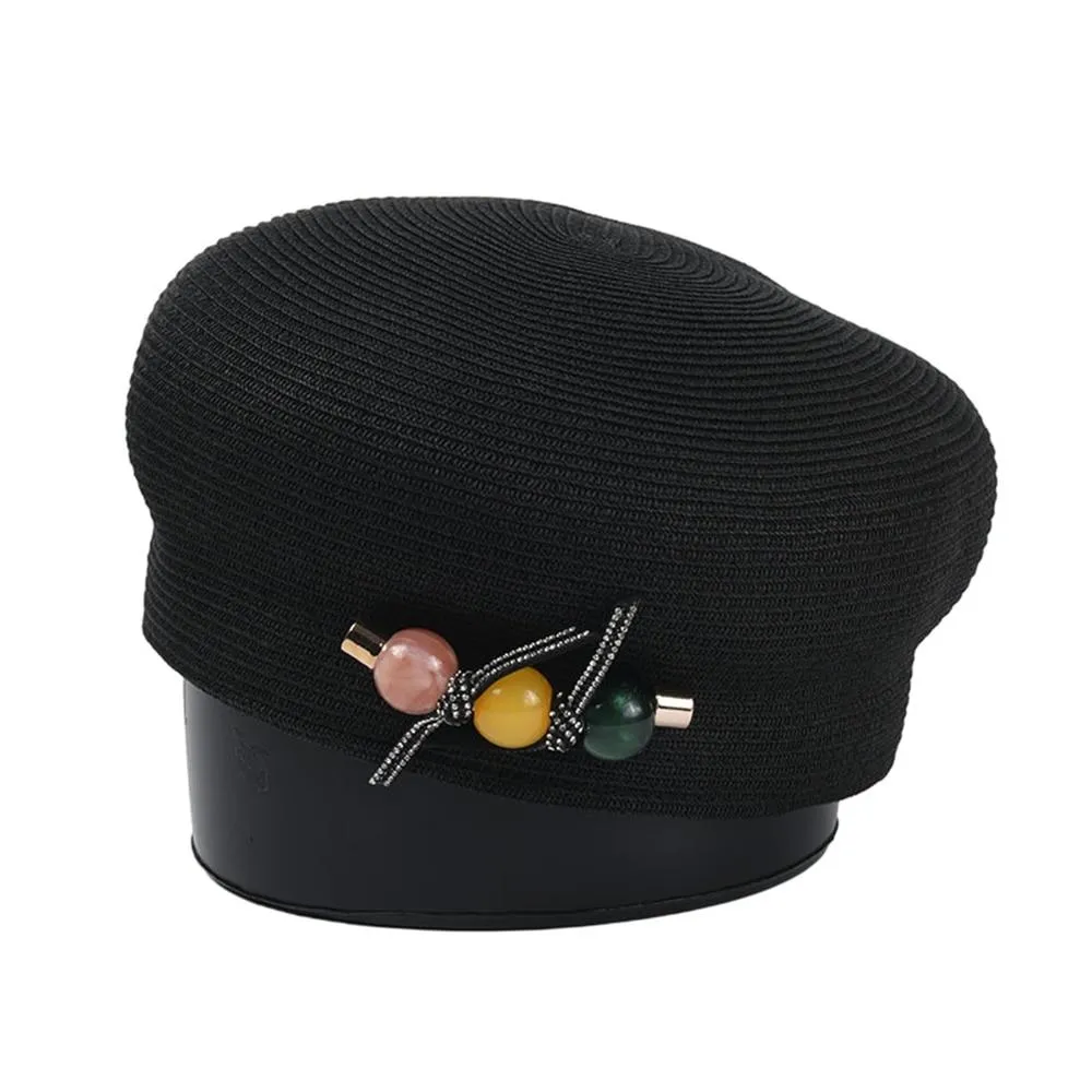 Béret en paille noir