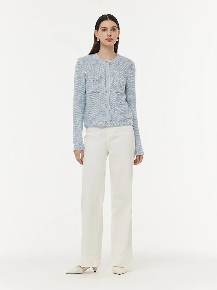 Cardigan en tricot à manches longues ajouré pour femmes