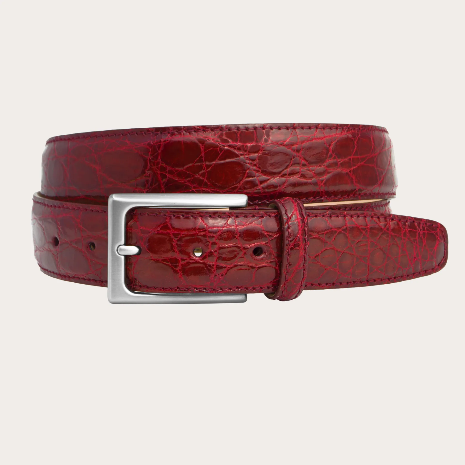 Ceinture crocodile personnalisable rouge BRUCLE | Élégance à l'italienne