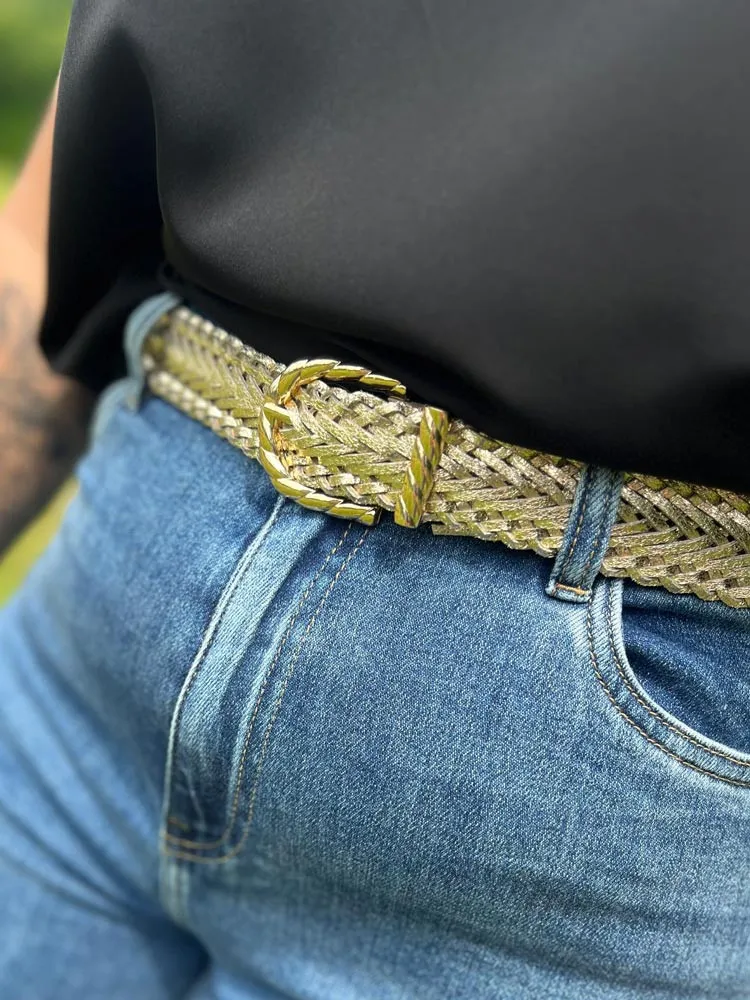 Ceinture tressée or FREESIA - Accessoire femme Cléstyle Couleur or Unique TU