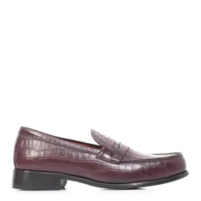 Chaussure Cuir Croco - Grenat