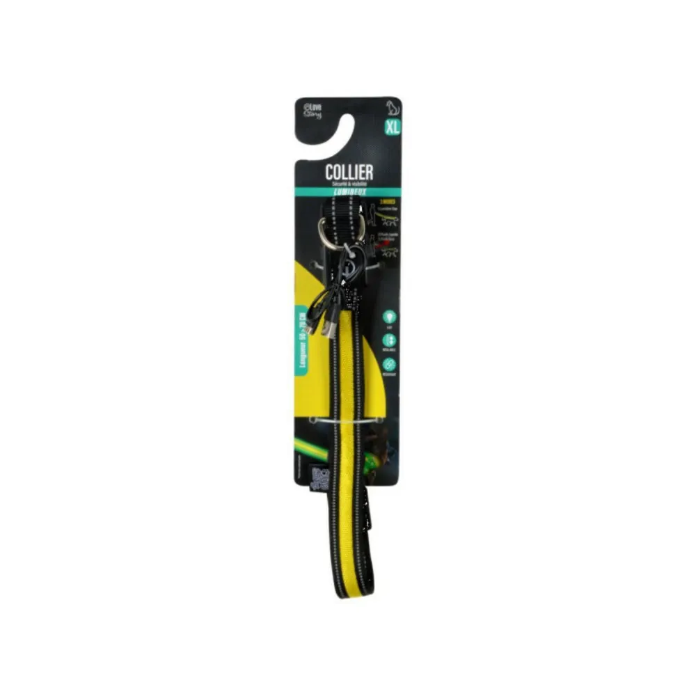 Collier lumineux pour chien "led" 70cm jaune