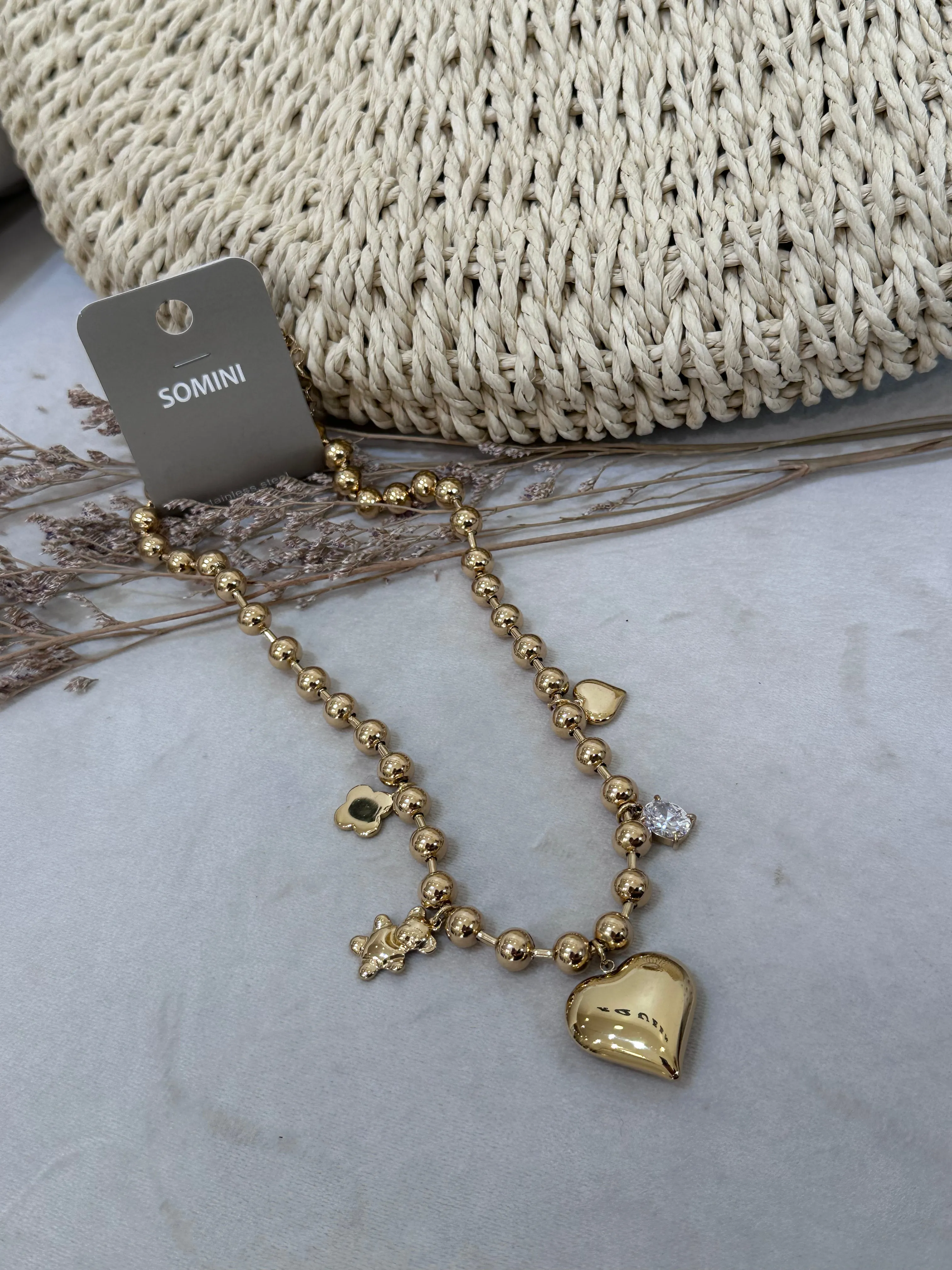 Collier perle pendentif cœur