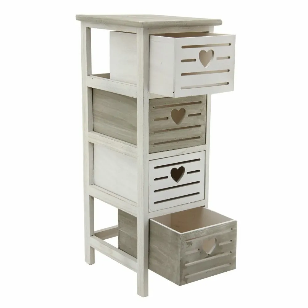 Commode en bois ajouré coeur 4 tiroirs