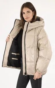 Doudoune puffy cuir Bulia beige Rose Garden - La Canadienne - Doudounes Cuir Beige