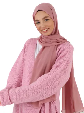 Dusty Rose - Plain - Chiffon - Halima Shawl - Şal