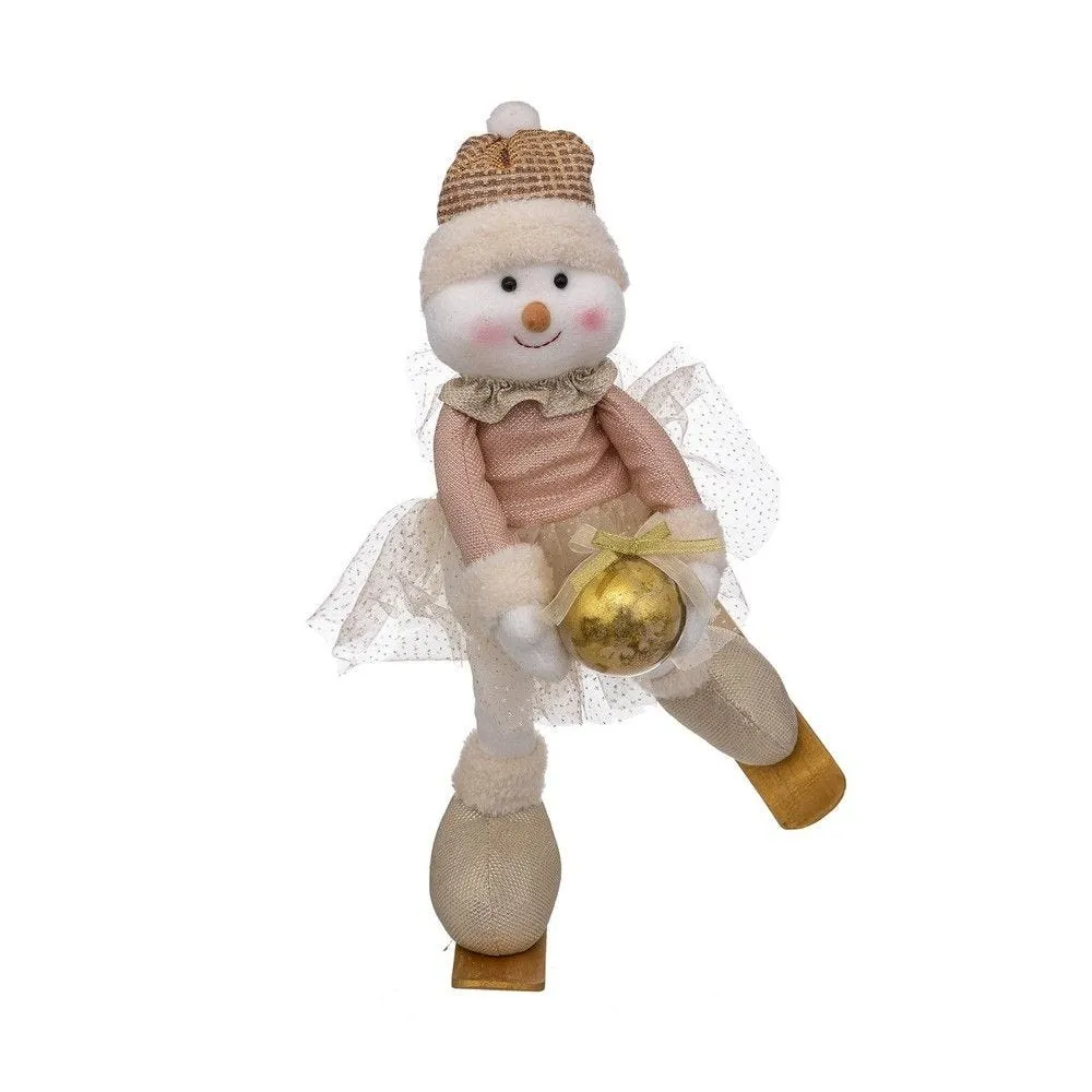 Déco de noël bonhomme de neige avec tutu et patins h40cm