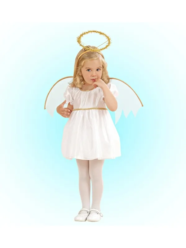 Déguisement d'ange bébé fille (robe, ailes et auréole)