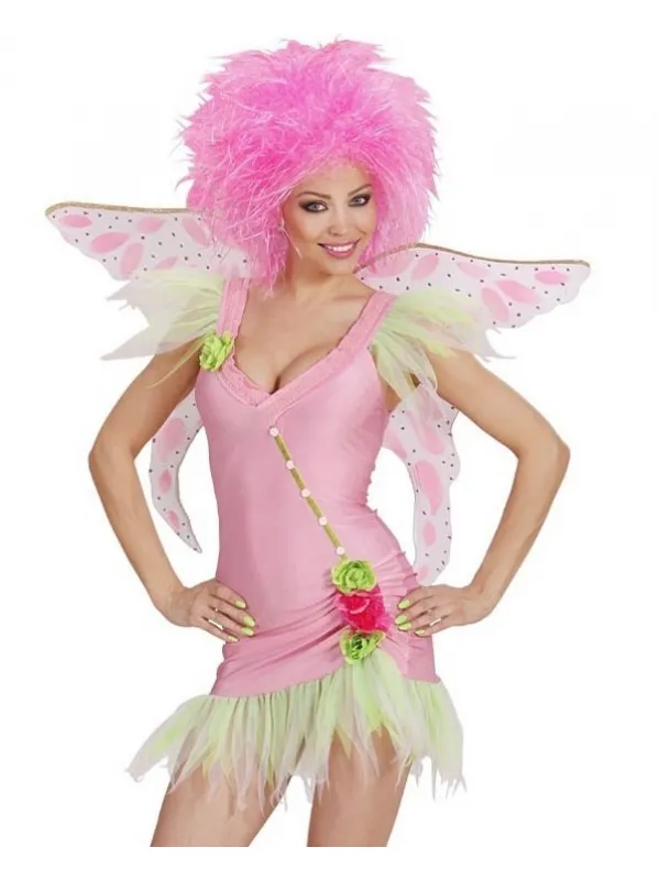 Déguisement fée, femme rose (robe, ailes)