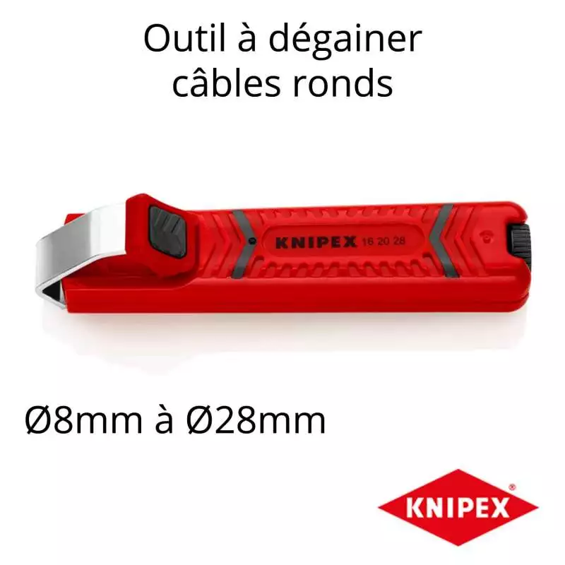 Dénudeur dégaineur pour fils et câbles électriques Ø8mm à 28mm - Knipex 162028SB