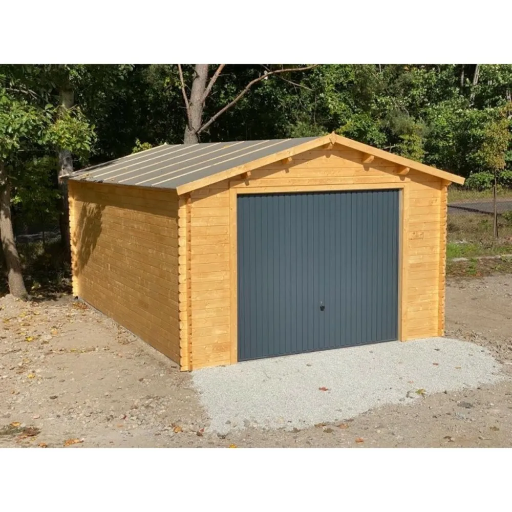 Garage en bois - 24m2 - 4x6m - imprégné - ep. 28mm - couleur: marron - gar26 - altanka