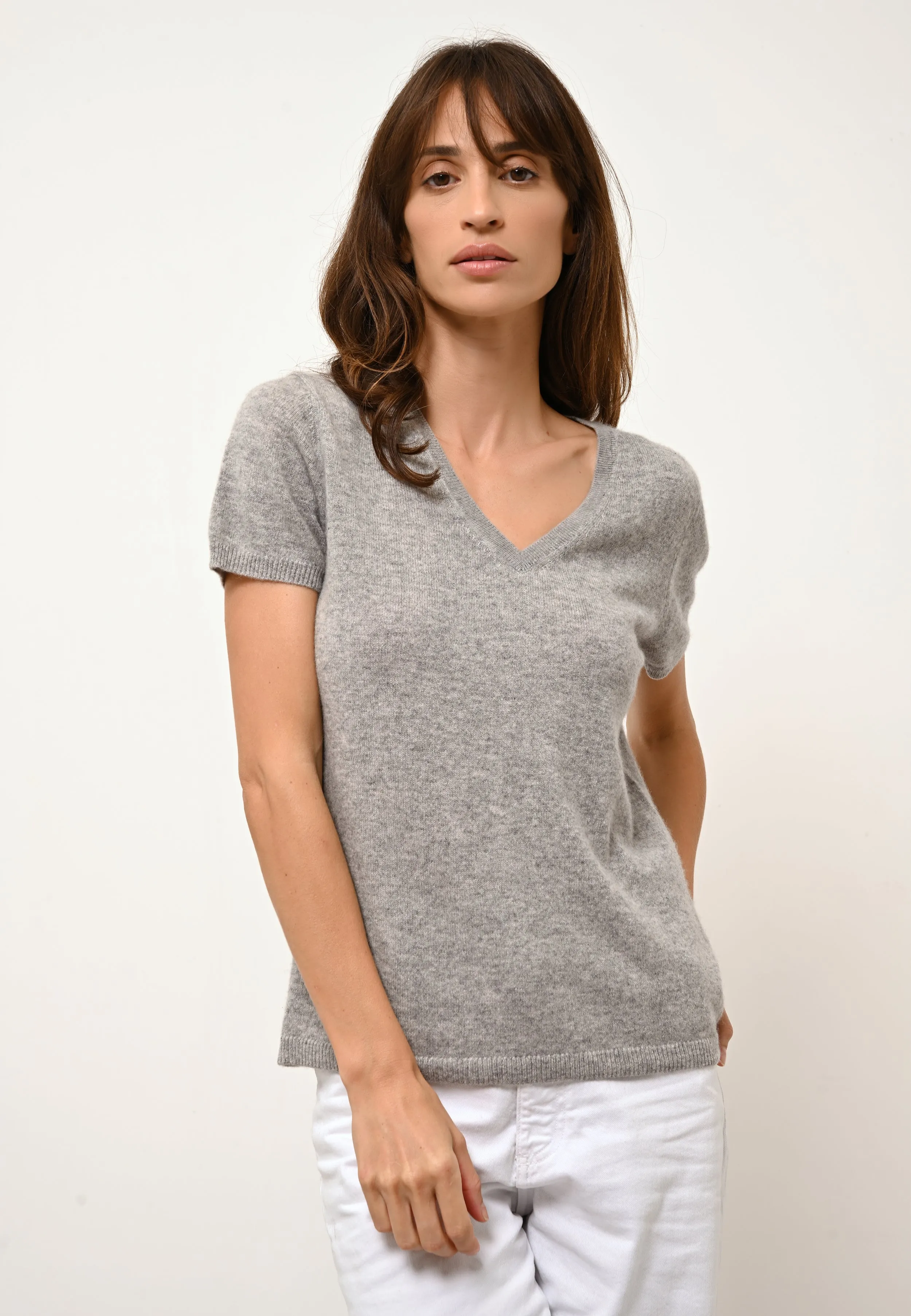 GLAMIS t-shirt col v nuage chiné