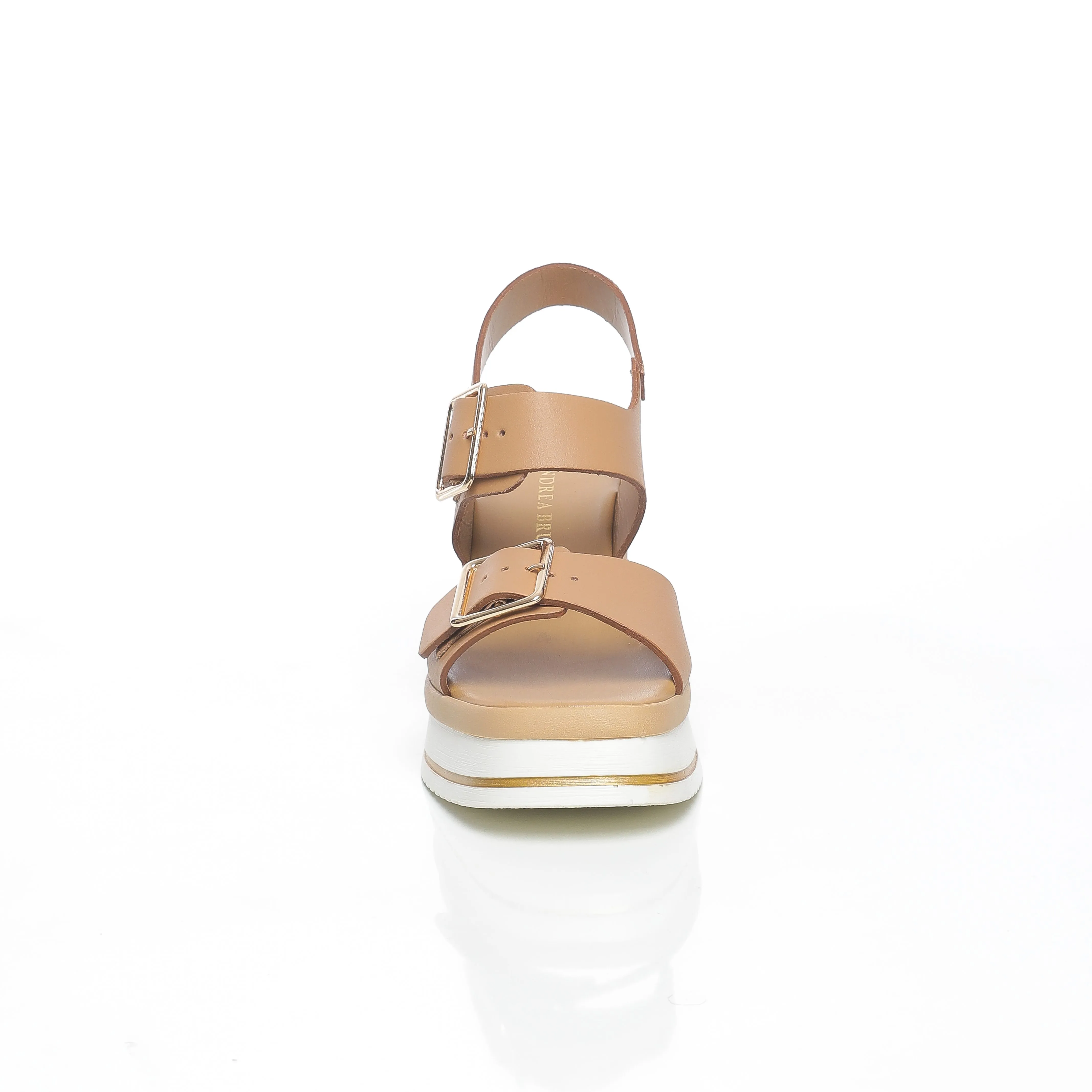 Héra : Sandales en cuir Véritable avec deux ceintures pour femme, style compensée
