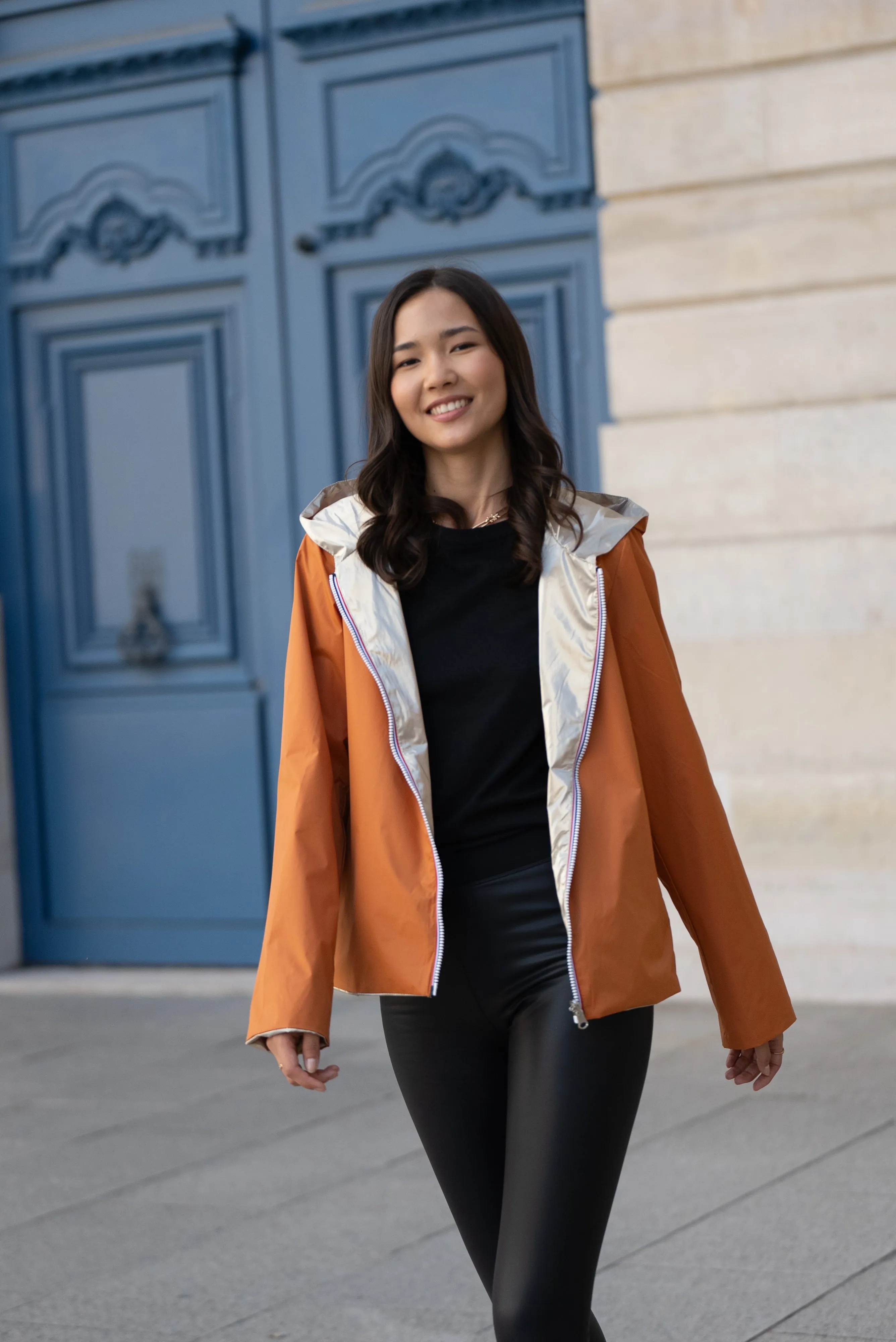 Imperméable réversible court