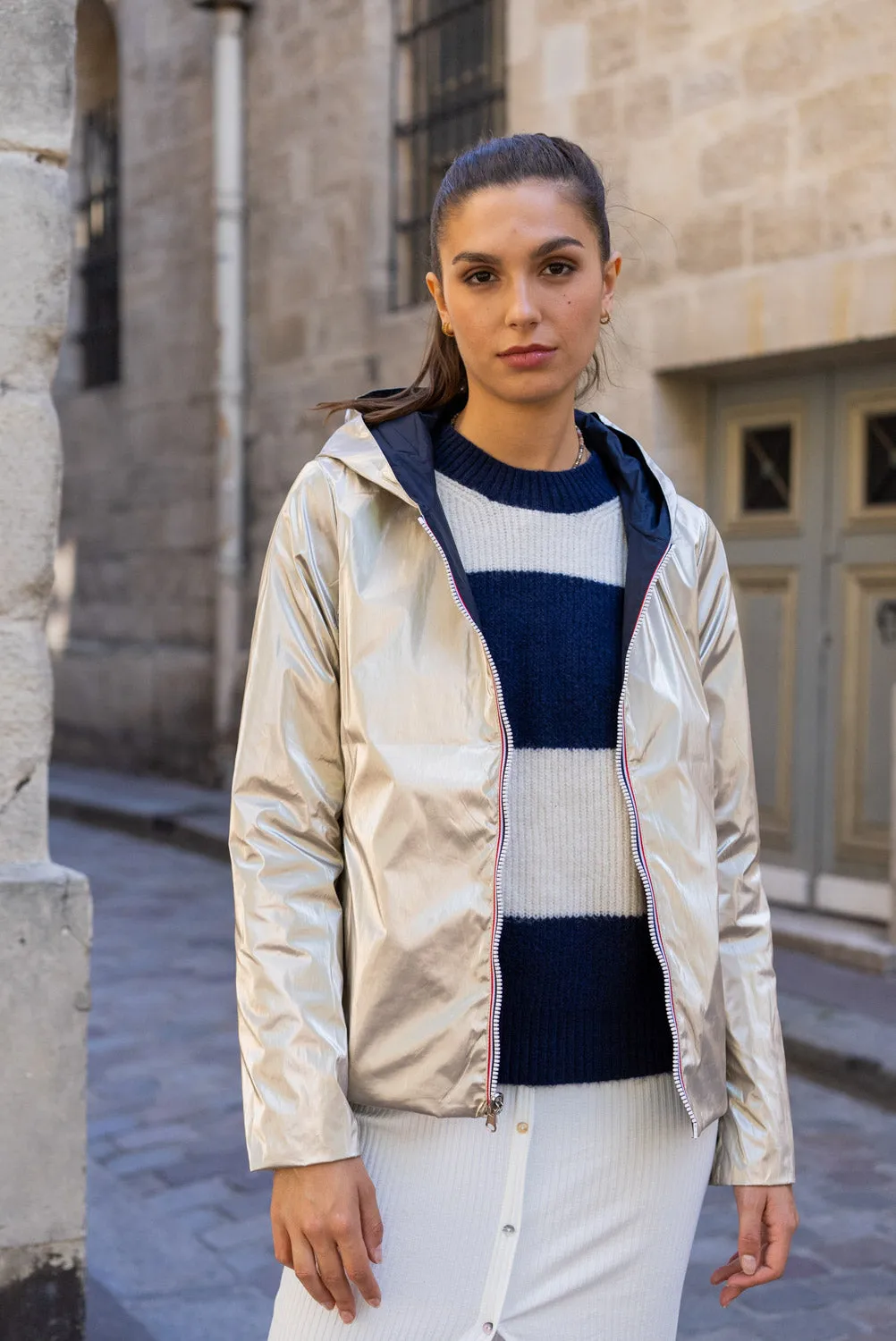 Imperméable réversible court