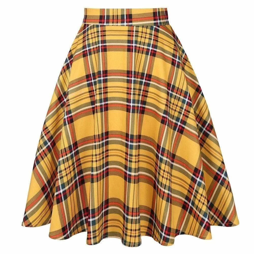 Jupe Année 70 cossaise Jaune