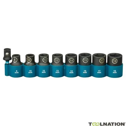 Makita Accessoires E-16645 Jeu de douilles électriques 9 pièces 1/2"