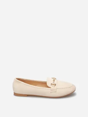 Mocassins à boucle en strass grandes tailles- Beige
