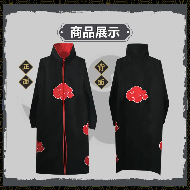 Naruto cos service akatsuki organisation nuage rouge col montant cape uchiha itachi cape deidara robe nuage rouge