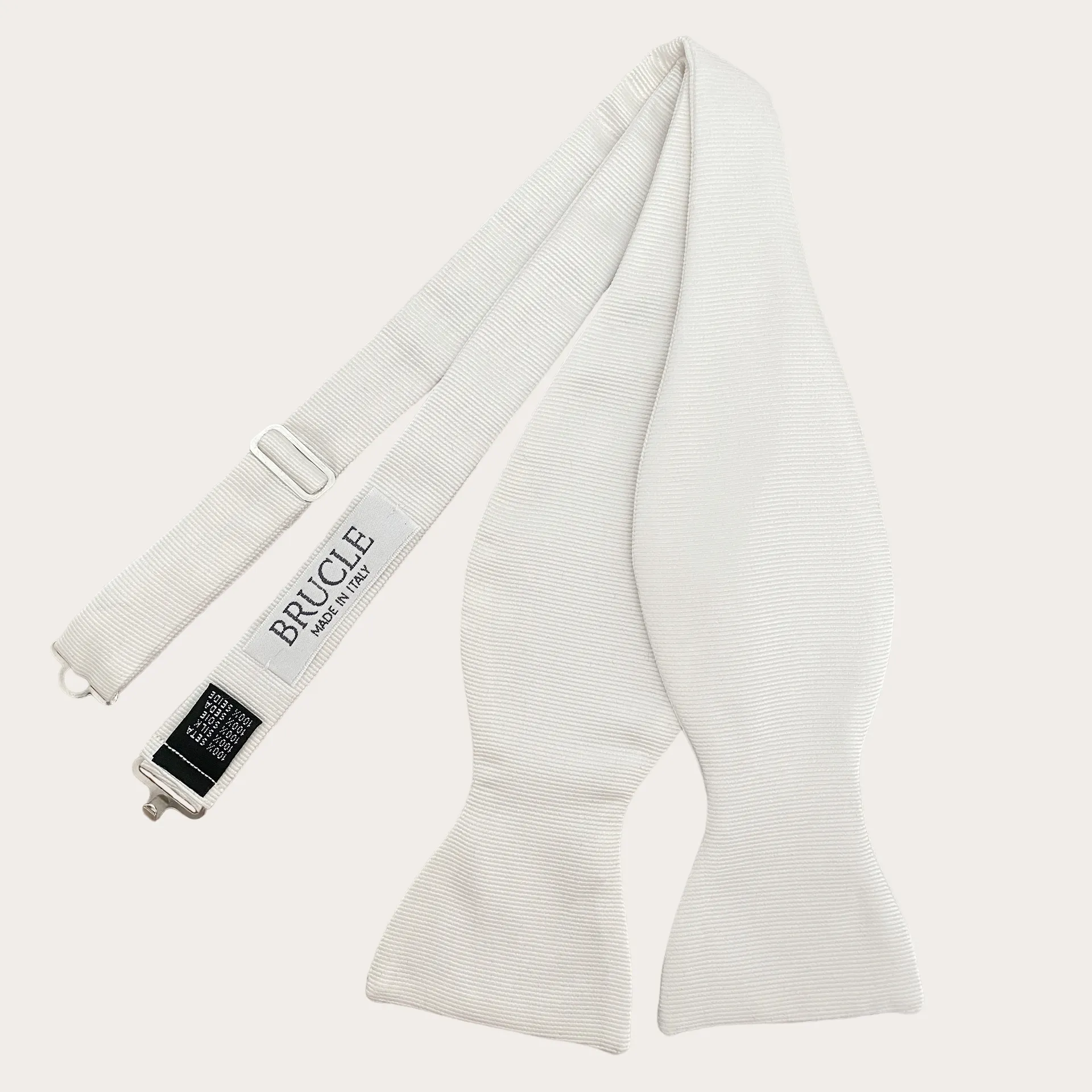 Nœud Papillon en Soie Jacquard Blanc à Nouer Soi-même BRUCLE - Raffinement Italien