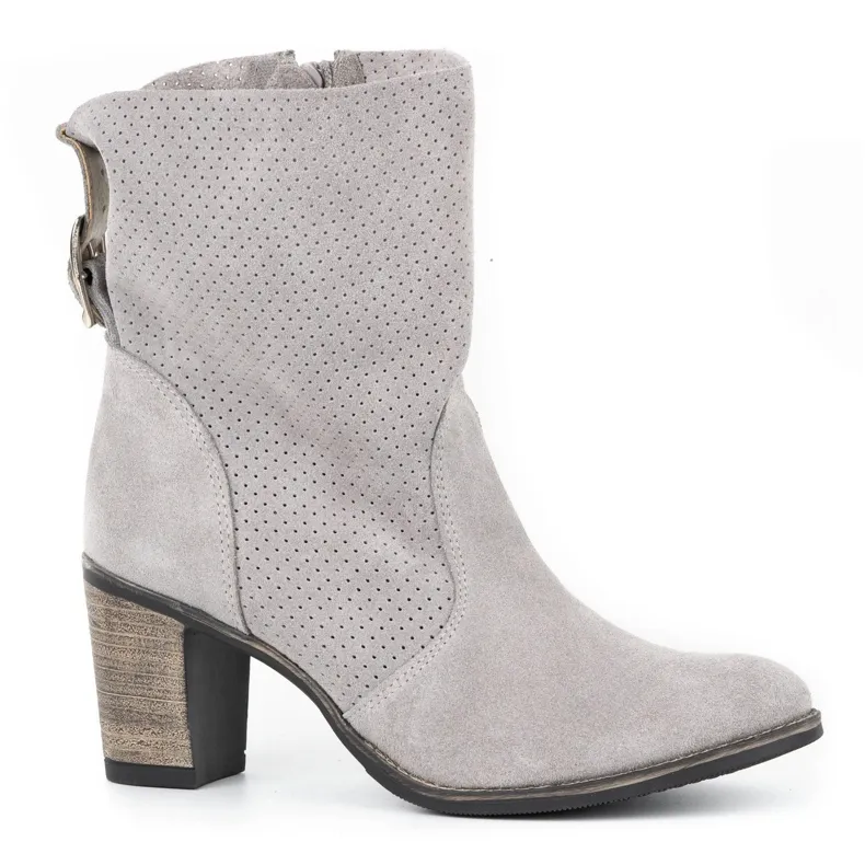Olivier Boots Sophia grises en cuir ajouré