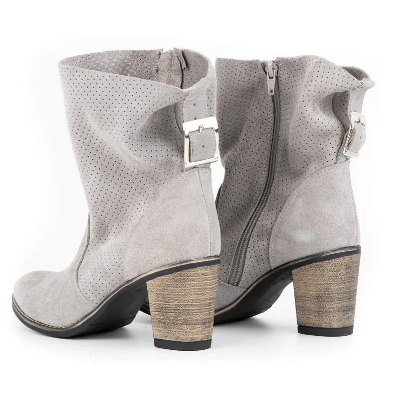 Olivier Boots Sophia grises en cuir ajouré