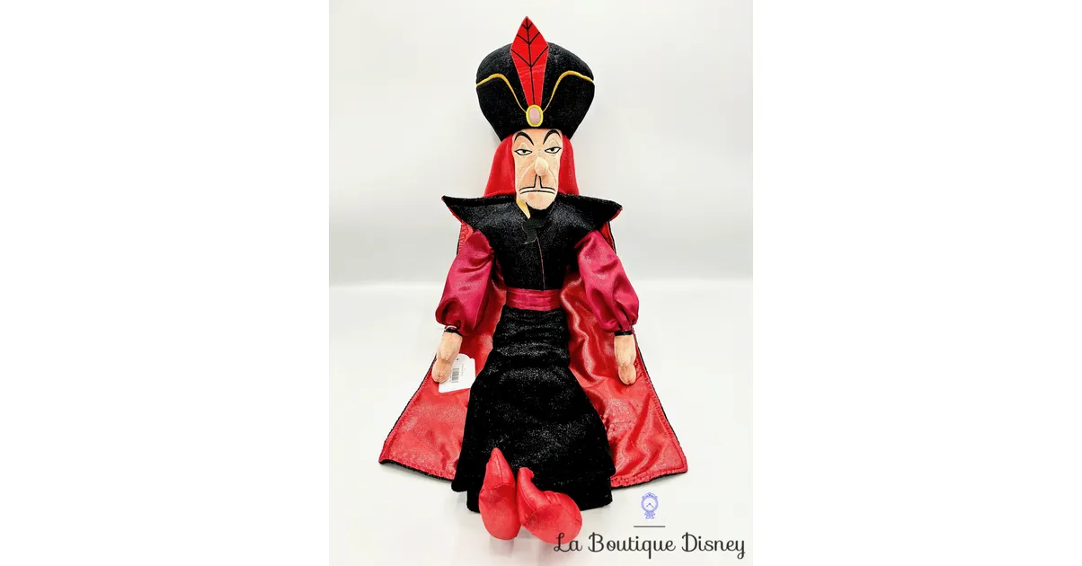 Peluche Jafar Disneyland Paris 2018 Disney poupée chiffon Aladdin vizir méchant noir rouge 62 cm