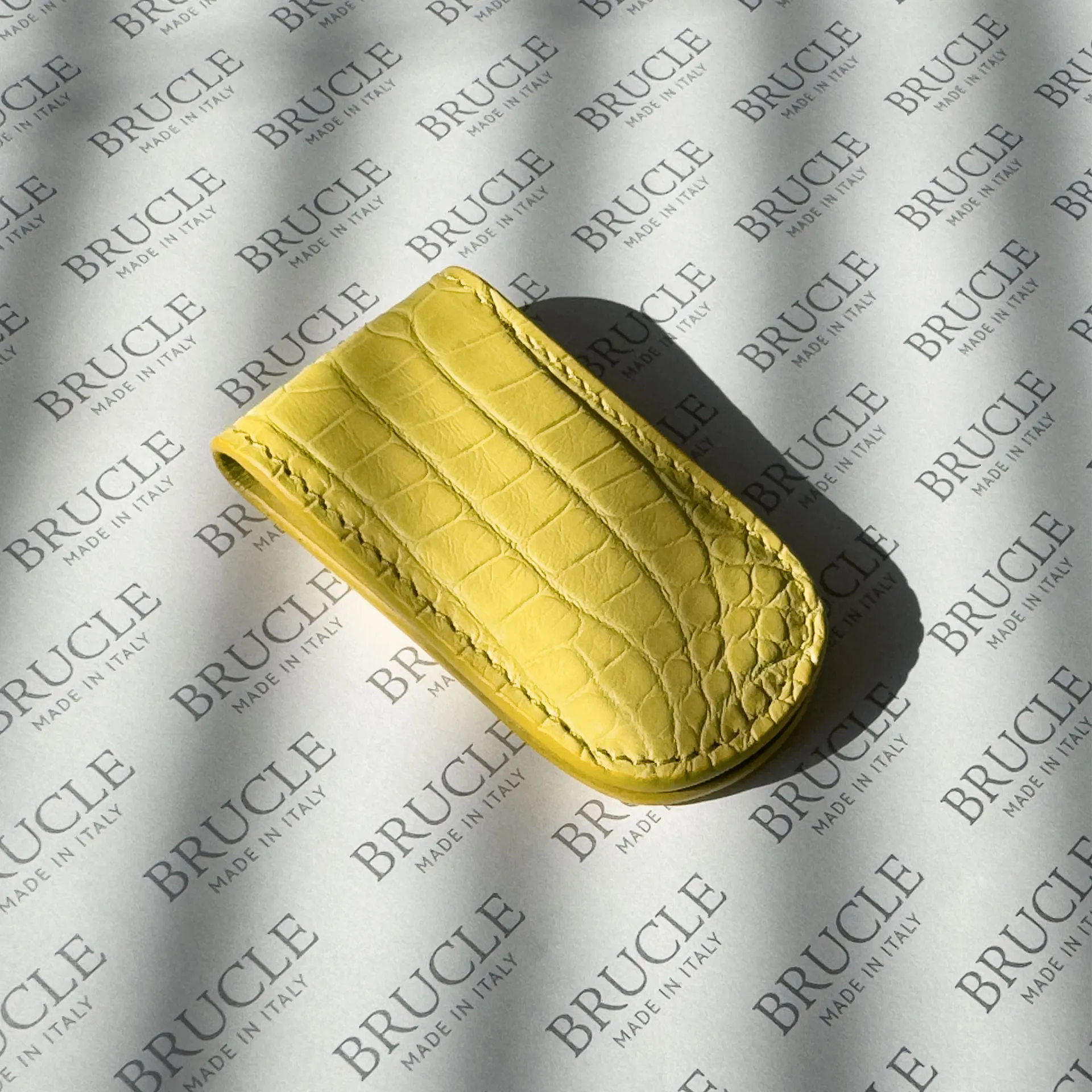 Pince à billets en alligator jaune BRUCLE | Luxe Made in Italy