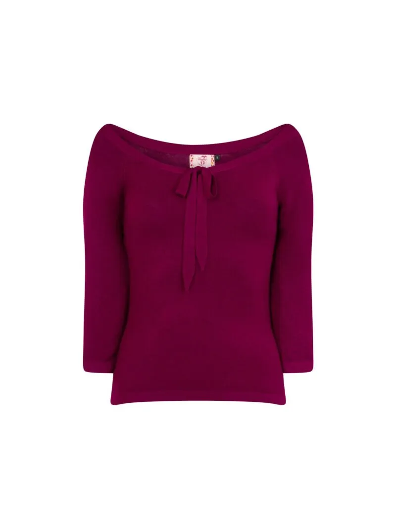 Pretty Illusion Vintage Haut En Maille Bordeaux