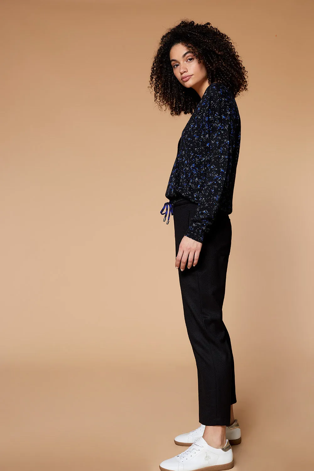 PRETTY - Pantalon droit noir façon laine froide