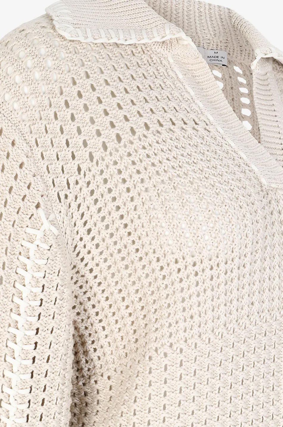 Pull ajouré à col polo Merle