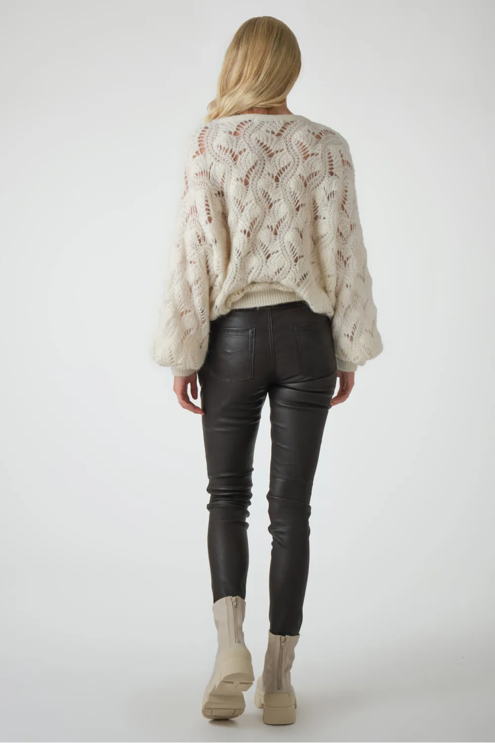 Pull ajouré à manches bouffantes, Summum - 7S5763-7951C8 Ivoire | Cesare Nori