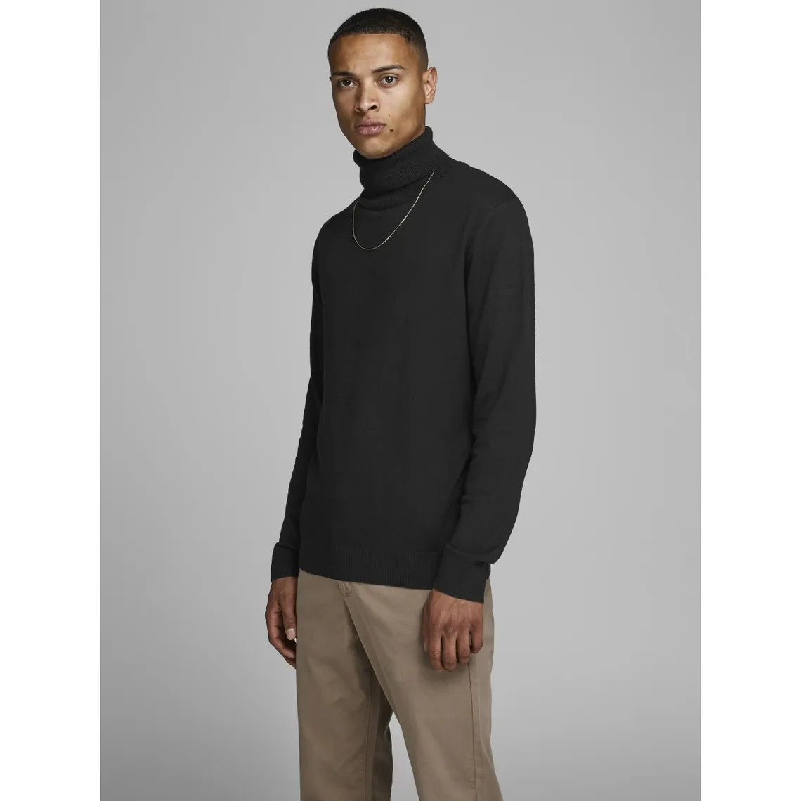 Pull en maille Col tortue Manches longues Noir Aron | 3 Suisses