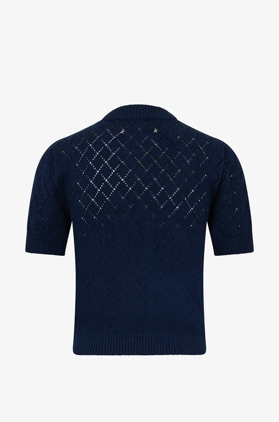 Pull raccourci ajouré à manches courtes avec broche