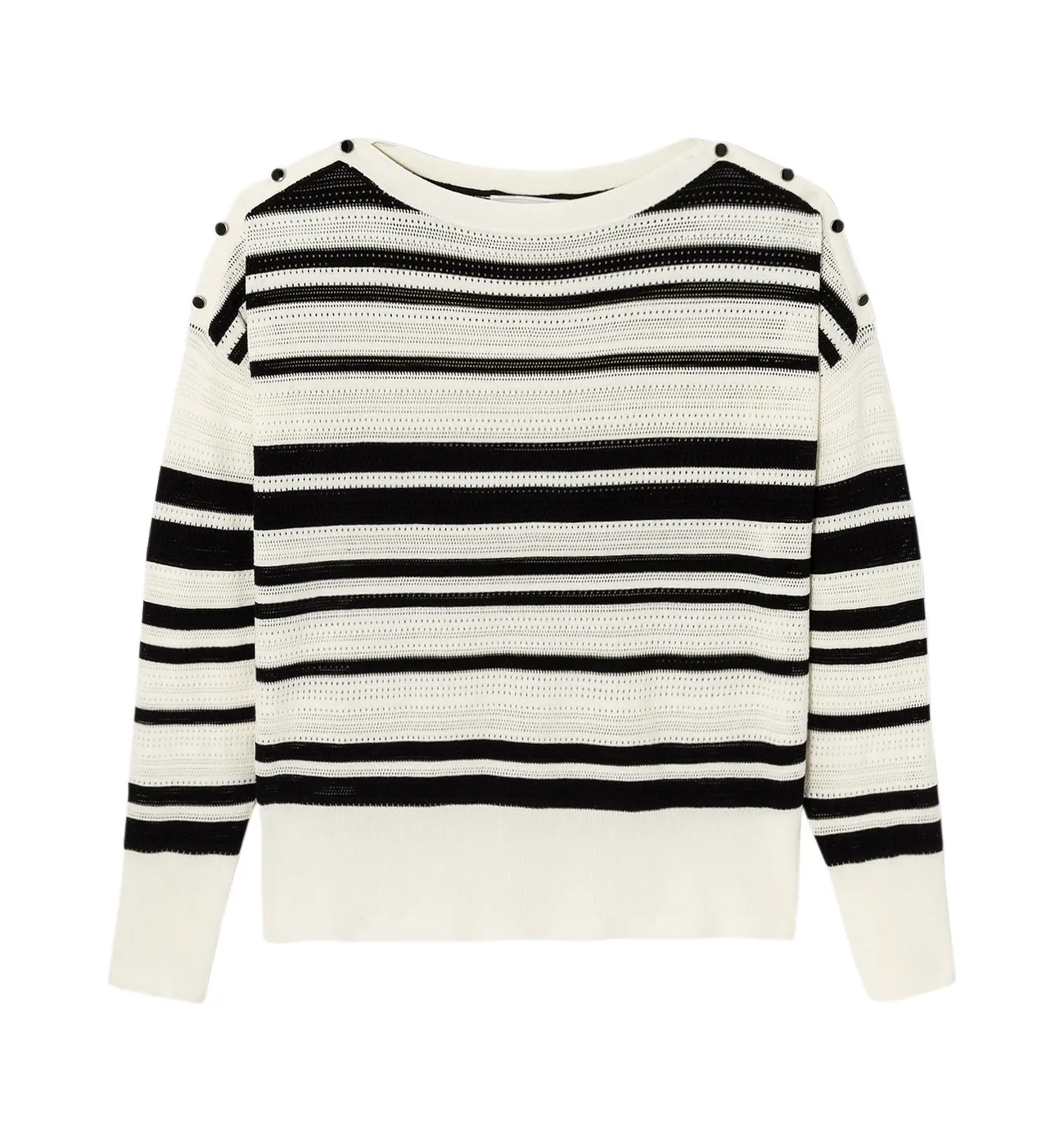 Pull rayé ajouré Femme - Rayé Noir