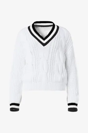 Pull torsadé ajouré de sport en coton